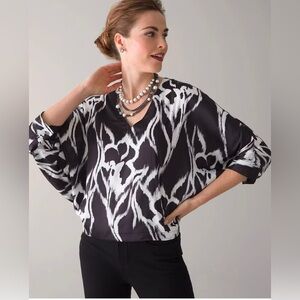 White House Black Market Satin Kimono Sleeve Blouse Size Small